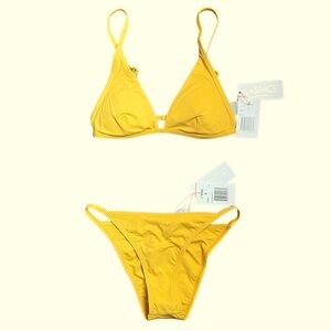 L*Space Bikini Small Top Millie Bottom Jay Bitsy Sunshine Gold Yellow Solid NWT